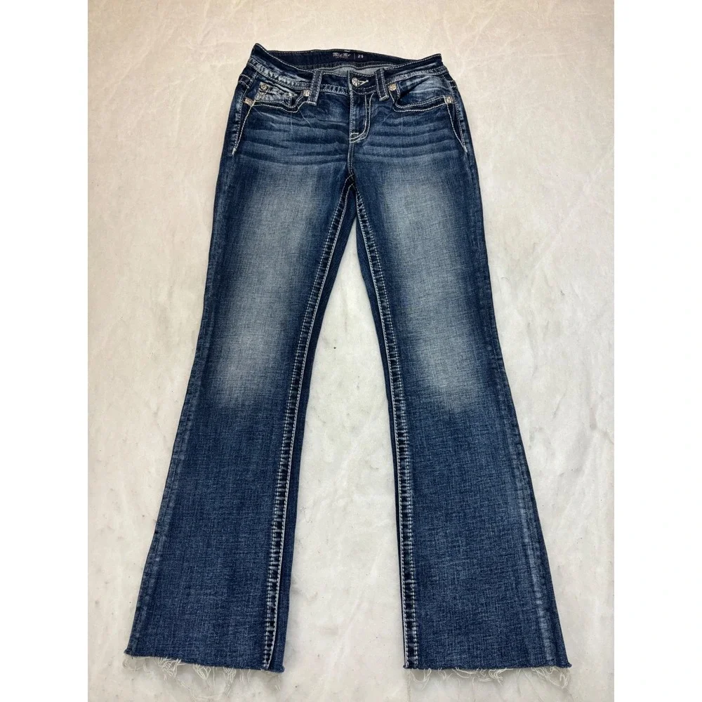 Miss Me Jeans Womens Bootcut Embellished Pocket Blue Denim‎ Size 26 - Picture 14 of 14